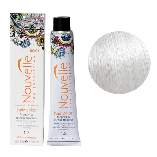 90/01 платина Фарба для волосся перманентна, 100мл Permanent Hair Color Nouvelle