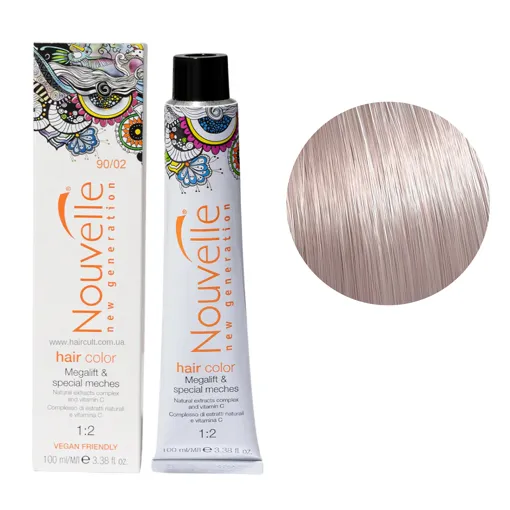 90/02 перламутр Фарба для волосся перманентна, 100мл Permanent Hair Color Nouvelle