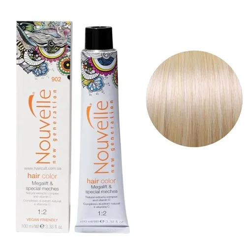 902 ультрасвітлий матовий блондин Фарба для волосся перманентна, 100мл Permanent Hair Color Nouvelle