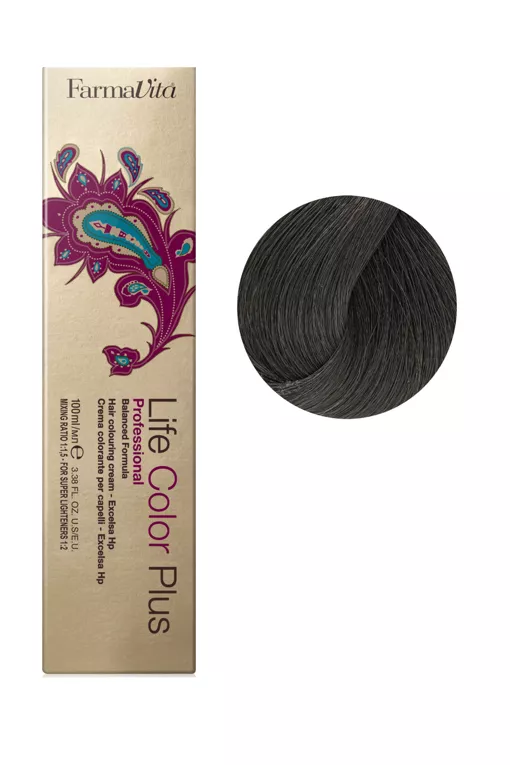 4/12 каштановий попелястий ірис Фарба для волосся 100 мл.Life Color Plus FarmaVita