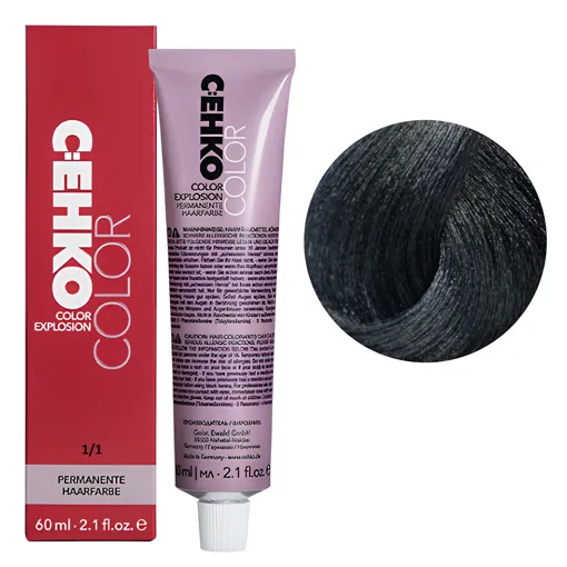 1/1 Синьо-чорний Стійка перманентна крем-фарба для волосся, 60 мл Permament Hair Color EXPLOSION C:EHKO