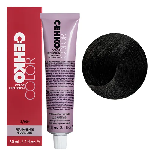 3/00+ Темно-коричневий натуральний інтенсивний Стійка перманентна крем-фарба для волосся, 60 мл Permament Hair Color EXPLOSION C:EHKO