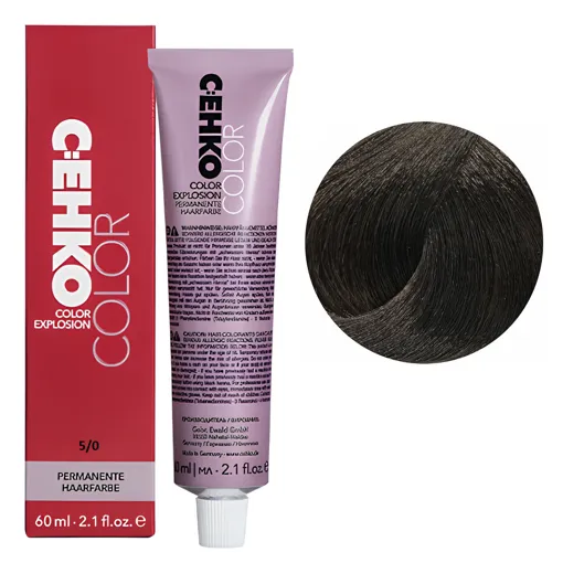 5/0 Світлий шатен натуральний Стійка перманентна крем-фарба для волосся, 60 мл Permament Hair Color EXPLOSION C:EHKO