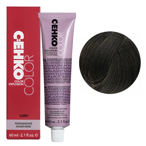 5/00+ Світлий шатен натуральний інтенсивний Стійка перманентна крем-фарба для волосся, 60 мл Permament Hair Color EXPLOSION C:EHKO