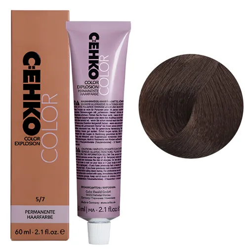 5/7 Світлий шатен коричневий Стійка перманентна крем-фарба для волосся, 60 мл Permament Hair Color EXPLOSION C:EHKO