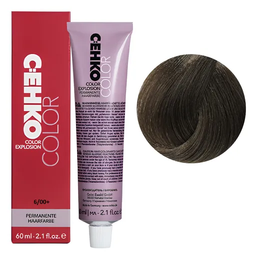 6/00+ Темний блондин натуральний інтенсивний Стійка перманентна крем-фарба для волосся, 60 мл Permament Hair Color EXPLOSION C:EHKO