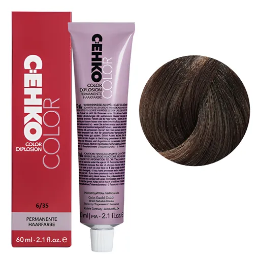6/35 Темний блондин золотисто-червоний Стійка перманентна крем-фарба для волосся, 60 мл Permament Hair Color EXPLOSION C:EHKO