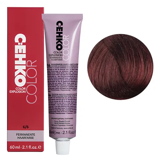 6/6 Темний блондин махагоновий Стійка перманентна крем-фарба для волосся, 60 мл Permament Hair Color EXPLOSION C:EHKO