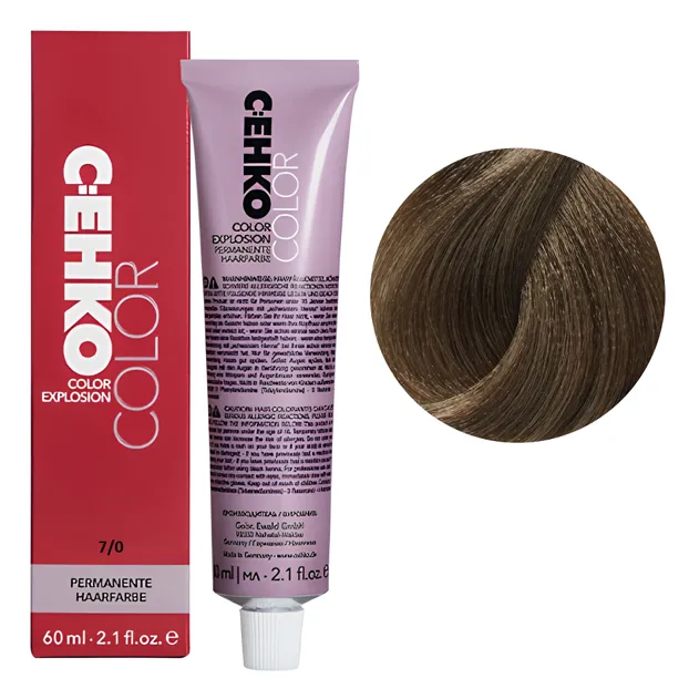 7/0 Блондин натуральний Стійка перманентна крем-фарба для волосся, 60 мл Permament Hair Color EXPLOSION C:EHKO