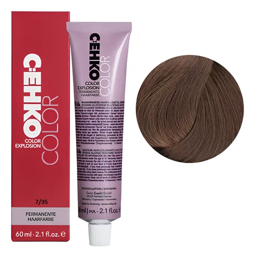 7/35 Блондин золотисто-червоний Стійка перманентна крем-фарба для волосся, 60 мл Permament Hair Color EXPLOSION C:EHKO