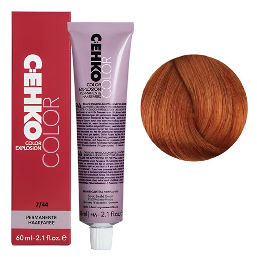 7/44 Блондин мідний інтенсивний Стійка перманентна крем-фарба для волосся, 60 мл Permament Hair Color EXPLOSION C:EHKO