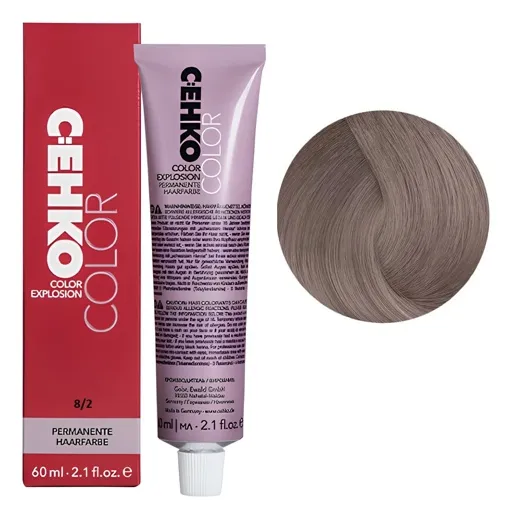 8/2 Світлий блондин попелястий Стійка перманентна крем-фарба для волосся, 60 мл Permament Hair Color EXPLOSION C:EHKO