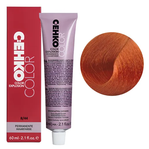 8/44 Світлий блондин мідний інтенсивний Стійка перманентна крем-фарба для волосся, 60 мл Permament Hair Color EXPLOSION C:EHKO