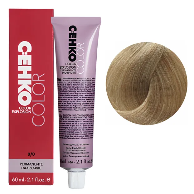 9/0 Дуже світлий блондин натуральний Стійка перманентна крем-фарба для волосся, 60 мл Permament Hair Color EXPLOSION C:EHKO