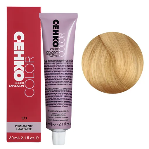 9/3 Дуже світлий блондин золотистий Стійка перманентна крем-фарба для волосся, 60 мл Permament Hair Color EXPLOSION C:EHKO