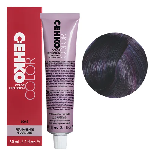 00/8 мікс-тон фіолетовий Стійка перманентна крем-фарба для волосся, 60 мл Permament Hair Color EXPLOSION C:EHKO