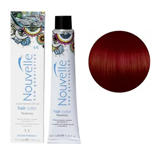 6/6 темний червоний блонд Фарба для волосся перманентна, 100мл Permanent Hair Color Nouvelle