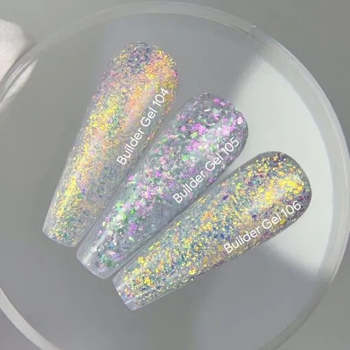 Гель для нарощування нігтів, 15 мл №106 Колір: Прозорий з пластівцями юкі Builder Gel NAILSOFTHEDAY