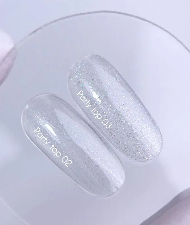Топ прозорий з дрібним шиммером без липкого шару для нігтів, 10 мл №02 Party Top NAILSOFTHEDAY