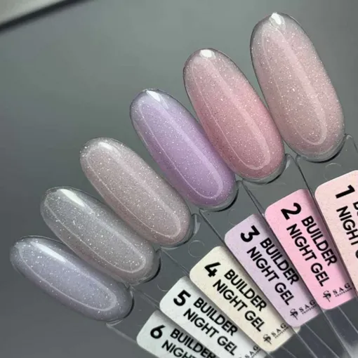 Гель для нарощування та укріплення нігтів зі світловідбиваючим ефектом, 15 мл №06 Night Builder Gel SAGA Professional