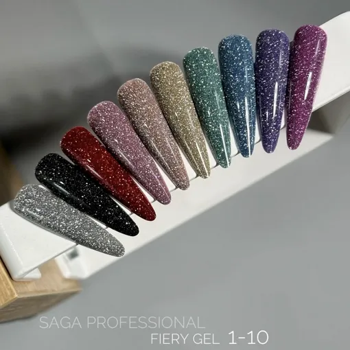 Гель-лак світловідбиваючий, 9 мл №08 Fiery Gel Polish SAGA Professional
