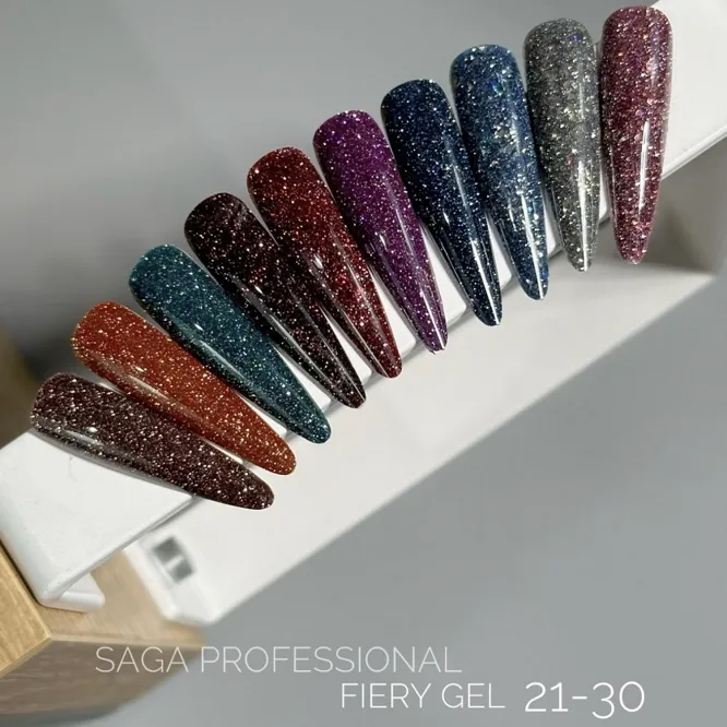 Гель-лак світловідбиваючий, 10 мл №21 Fiery Gel Polish SAGA Professional