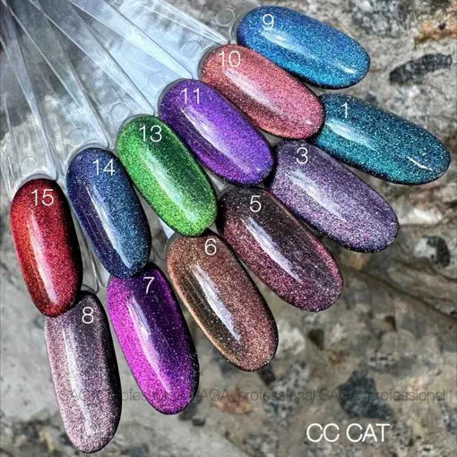Гель-лак з ефектом котячого ока хамелеон, 9 мл №12CC Cat Chameleon Gel Polish SAGA Professional 