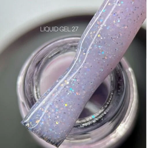 Гель рідкий для зміцнення нігтів світловідбиваючий з шимером, 15 мл №27 Liquid Gel SAGA Professional