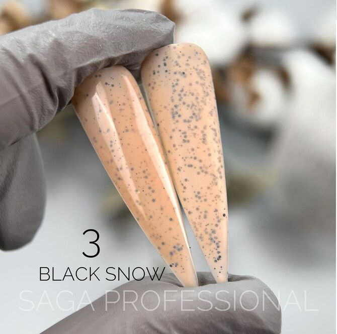 Гель-лаки з чорною крихтою, 9 мл №03 Snow Black Gel Polish SAGA Professional