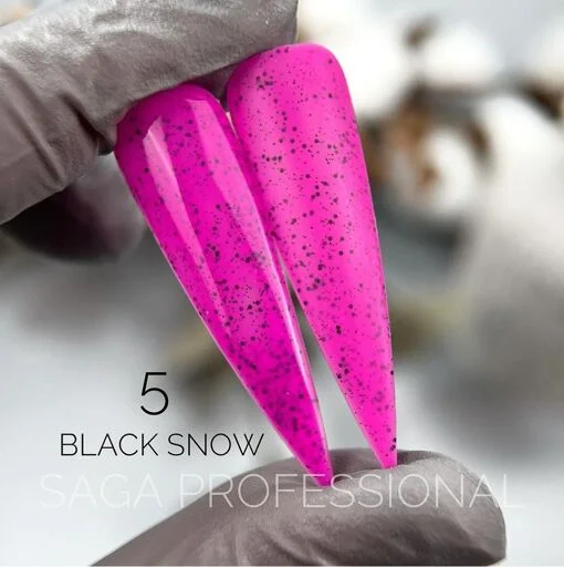 Гель-лаки з чорною крихтою, 9 мл №05 Snow Black Gel Polish SAGA Professional