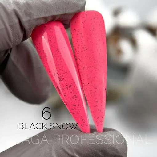 Гель-лаки з чорною крихтою, 9 мл №06 Snow Black Gel Polish SAGA Professional