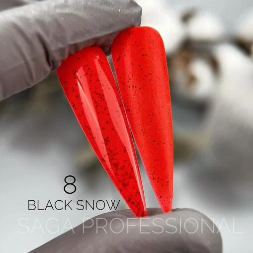 Гель-лаки з чорною крихтою, 9 мл №08 Snow Black Gel Polish SAGA Professional